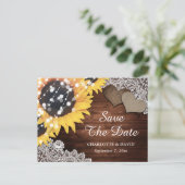 Carte Postale Faire-part Mariage Tournesol Rustique Chic Bois Enregistrer L (Debout devant)