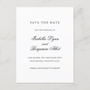 Carte Postale Faire-part Mariage traditionnel noir et blanc, enregistrez la