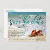 Carte Postale Faire-part Mariage Tropical Beach Destination Coques (Devant / Derrière)