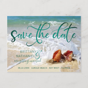 Carte Postale Faire-part Mariage Tropical Beach Destination Coquillages