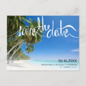 Carte Postale Faire-part Mariage Tropical Beach Paradise Enregistrer la dat (Devant)