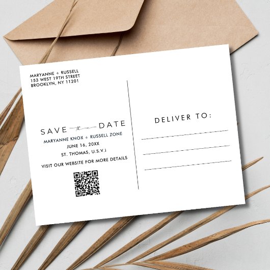 Carte Postale Faire-part Mariage Tropical Beach Paradise Enregistrer la dat