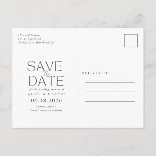 Carte Postale Faire-part Mariage Tropical Floral Beach Enregistrer La Date (Dos)