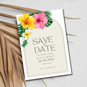 Carte Postale Faire-part Mariage Tropical Floral Beach Enregistrer La Date