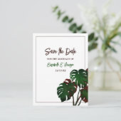 Carte Postale Faire-part Mariage Tropical Monstera Beach Enregistrer la dat (Debout devant)
