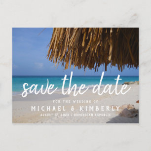 Carte Postale Faire-part Mariage Tropical sur la Plage à Palm Beach - Éparg