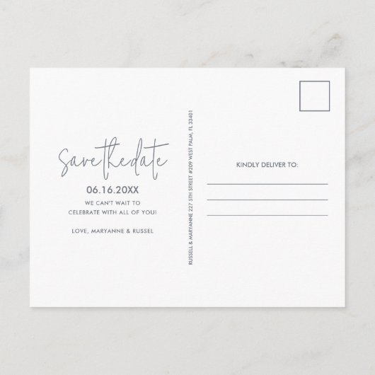 Carte Postale Faire-part Mariage Tropical sur la Plage Enregistrer la Date  (Dos)