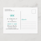 Carte Postale Faire-part Mariage Tropical sur la Plage Sauvegarder la Date (Dos)