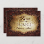 Carte Postale Faire-part mariage typographie occidental campagne enregistre (Devant / Derrière)