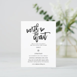 Carte Postale Faire-part Mariage Vaut la peine d'attendre Script Enregistre