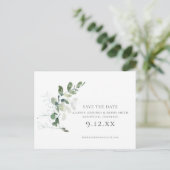 Carte Postale Faire-part Mariage vert Eucalyptus chic Enregistrer la date (Debout devant)