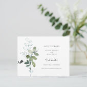 Carte Postale Faire-part Mariage vert Eucalyptus Enregistrer la date (Debout devant)
