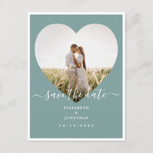 Carte Postale Faire-part Mariage Vert Menthe Rustique Photo Enregistrer La