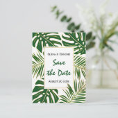 Carte Postale Faire-part Mariage vert moderne feuille tropical Enregistrer  (Debout devant)