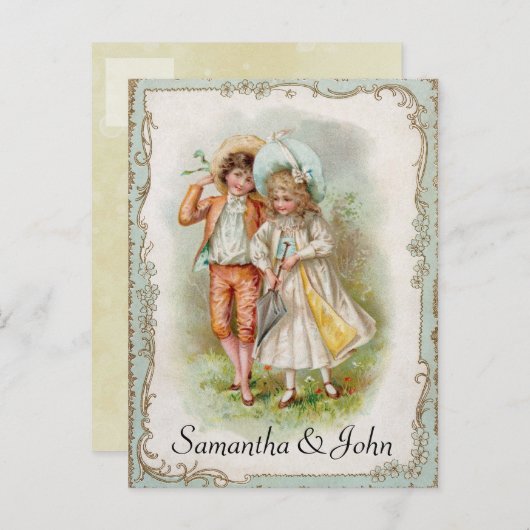 Carte Postale Faire-part Mariage victorien Enregistrer la date (Devant / Derrière)