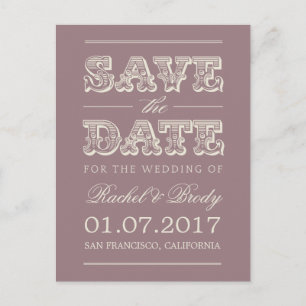 Carte Postale Faire-part Mariage Vintage Douceur - Save The Date - Prune