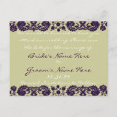 Carte Postale Faire-part Mariage Violet Damas (Dos)