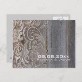 Carte Postale Faire-part mariage western campagne en bois dentelle enregist (Devant / Derrière)