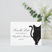 Carte Postale Faire-part Mariage Whimsical Noir Chat Moderne Enregistrer La (Debout devant)