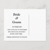 Carte Postale Faire-part Mariages à San Francisco Californie Sauvegarder le (Dos)