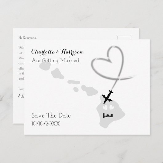 Carte Postale Faire-part Mariages de Destination Hawaii Enregistrer la Date (Devant / Derrière)