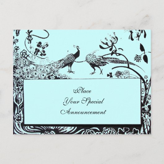 Carte Postale Faire-part MARIAGES INSÉPARABLES MONOGRAM noir et blanc bleu (Dos)