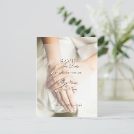 Carte Postale Faire-part Mariée Diamond Ring Mariage Enregistrer la date (Debout devant)