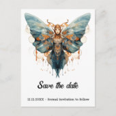 Carte Postale Faire-part Mariée Papillon Monarque Cogwing Steampunk (Devant)