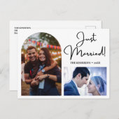 Carte Postale Faire-part Mariés à peine Arche moderne 2 Collage photo (Devant / Derrière)