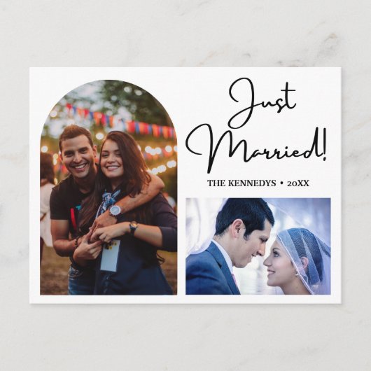 Carte Postale Faire-part Mariés à peine Arche moderne 2 Collage photo (Devant)