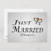 Carte Postale Faire-part Mariés à peine (Enfin) Design de fierté lesbienne (Devant / Derrière)