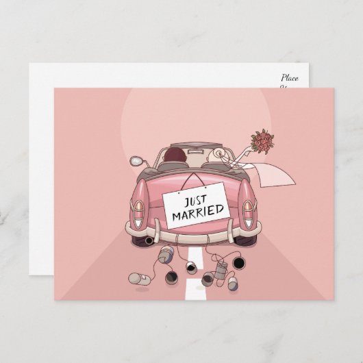 Carte Postale Faire-part Mariés à peine Mariage Annonce Rose Amour (Devant / Derrière)