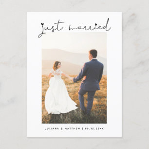 Carte Postale Faire-part Mariés à Vie Cœur Moderne Écriture Mariage 