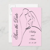 Carte Postale Faire-part Mariés Black Pink et demoiselle d'honneur Enregist (Devant / Derrière)