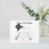 Carte Postale Faire-part Mariés Bonhomme de neige (Debout devant)