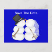Carte Postale Faire-part Mariés Bonhomme de neige SAVE THE DATE (Devant)