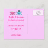 Carte Postale Faire-part Mariés Crânes Mignons Économisez La Date Mariage (Dos)