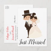 Carte Postale Faire-part Mariés de dessin animé Mariée & Marié Mariage (Devant / Derrière)
