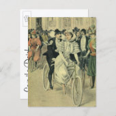 Carte Postale Faire-part Mariés de mariage victorien Save the Date (Devant / Derrière)