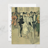 Carte Postale Faire-part Mariés de mariage victorien Save the Date (Devant / Derrière)