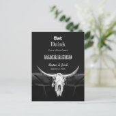 Carte Postale Faire-part Mariés Manger Boire Rustique Noir Et Blanc Occiden (Debout devant)