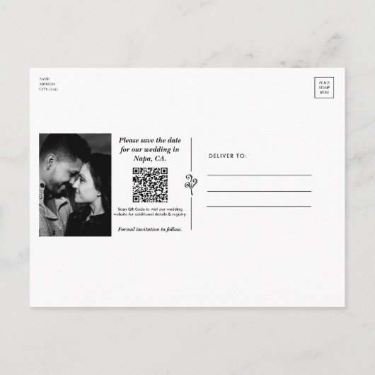 Carte Postale Faire-part Mariés squelettes de tarot Enregistrer la date du  (Dos)