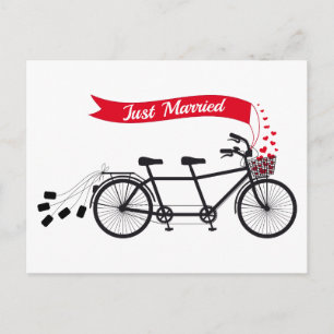 Carte Postale Faire-part Mariés, tandem de mariage
