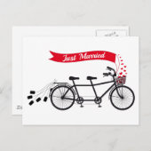 Carte Postale Faire-part Mariés, tandem de mariage (Devant / Derrière)
