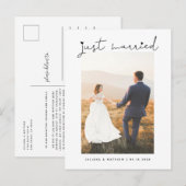 Carte Postale Faire-part Mariés tout juste Cœur Script Moderne Mariage (Devant / Derrière)