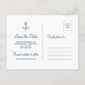 Carte Postale Faire-part Marine Ancre & Stripes Beach Wedding Enregistrer l (Dos)