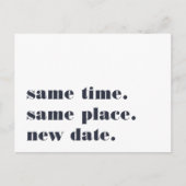 Carte Postale Faire-part Marine | Annonce de report de mariage moderne (Devant)