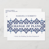 Carte Postale Faire-part Marine Azulejo | Espagnol Tile LACE CHANGEMENT DE (Devant / Derrière)