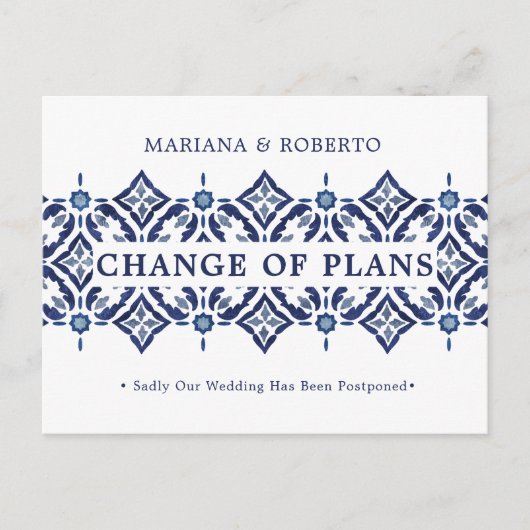 Carte Postale Faire-part Marine Azulejo | Espagnol Tile LACE CHANGEMENT DE (Devant)