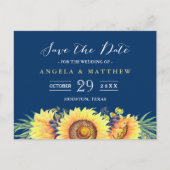 Carte Postale Faire-part Marine Bleu Jaune Sunflower Mariage Enregistrer la (Devant)